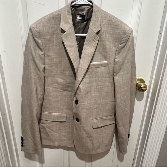 NWT The Kooples men's BEIGE WOOL SUIT FITTED JACKET size 48 French us size 38 - Picture 8 of 16